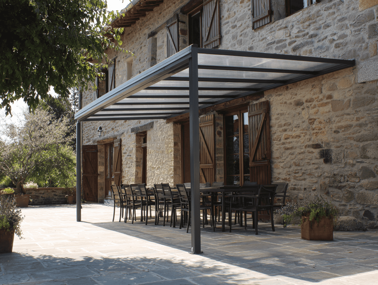 Poolhouse en aluminium et verre dans un jardin