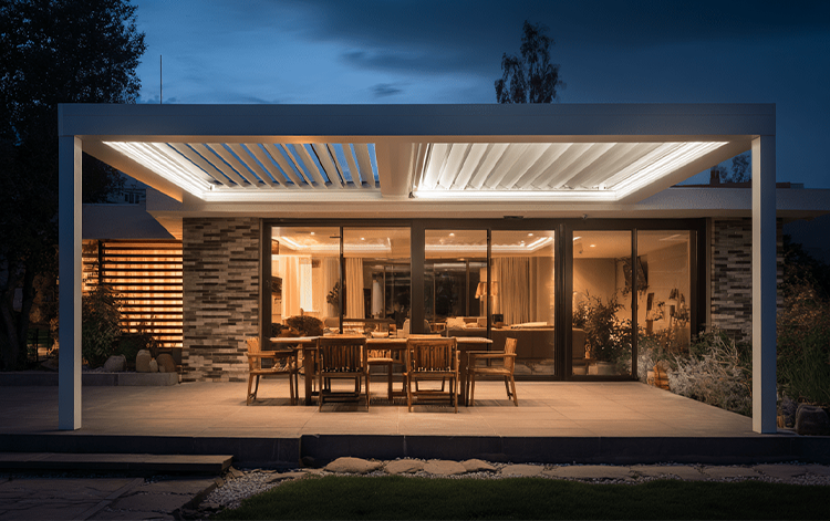 Pergola bioclimatique Ambre avec éclairage